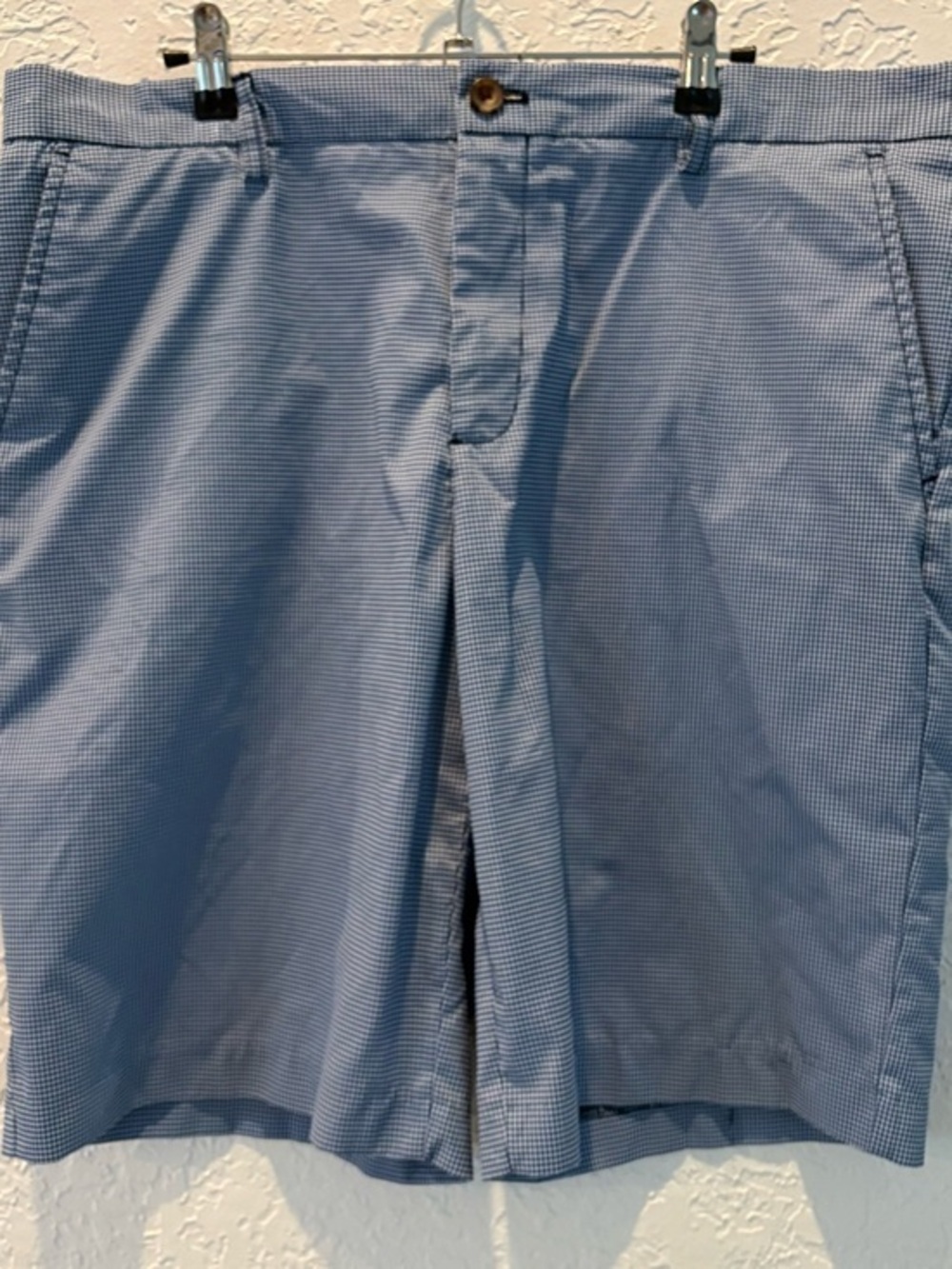 Izod Blue Micro-Check Flat Front Shorts